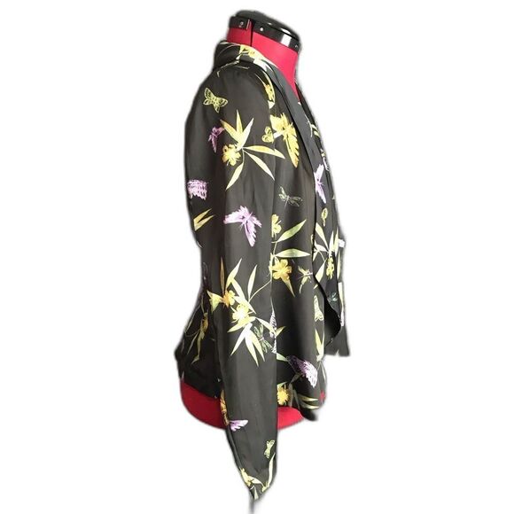 H&M Blazer Women’s Size 4 Black Floral Butterfly Open Front Long Sleeve - Picture 4 of 8
